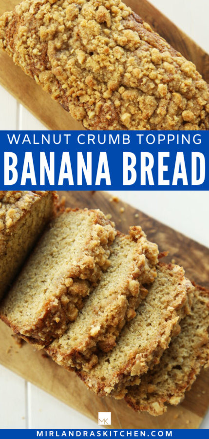 banana bread with walnut crumb topping promo image