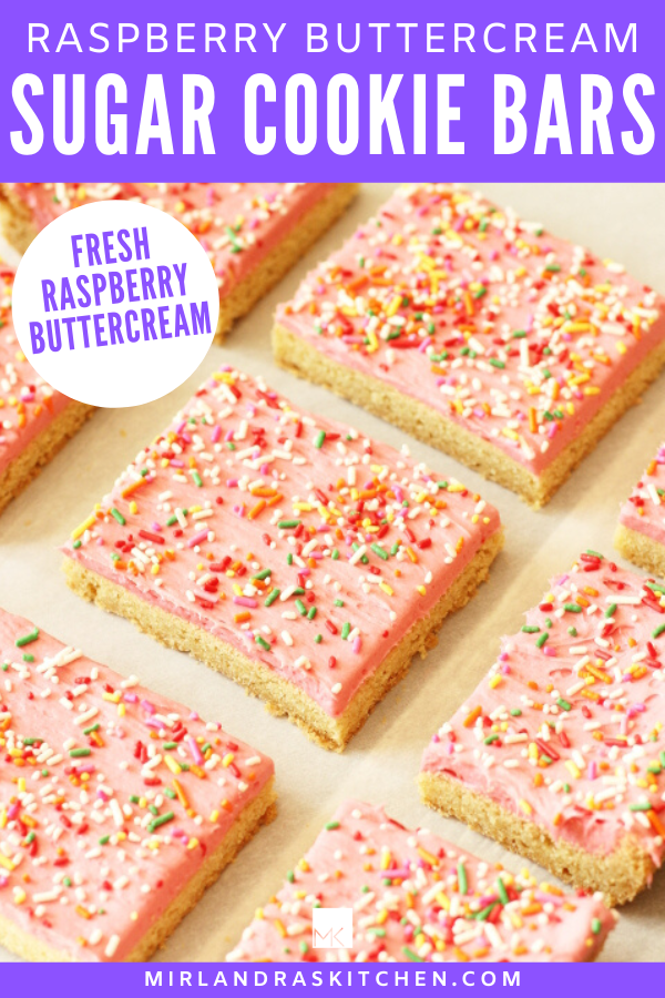 sugar cookie bars with raspberry buttercream promo image