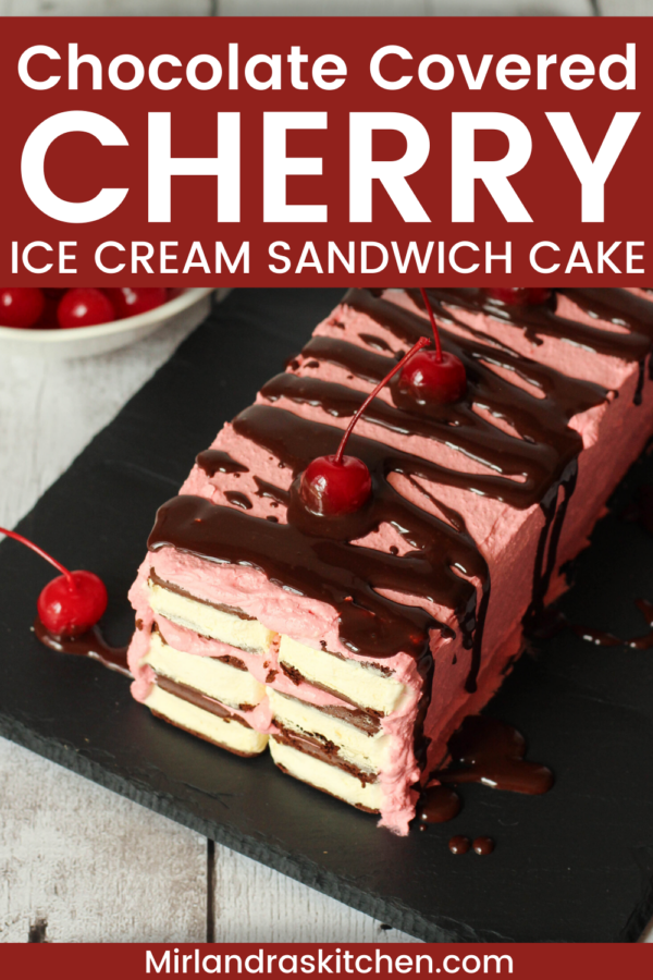 chocolate covered cherry ice cream sandwich cake promo image