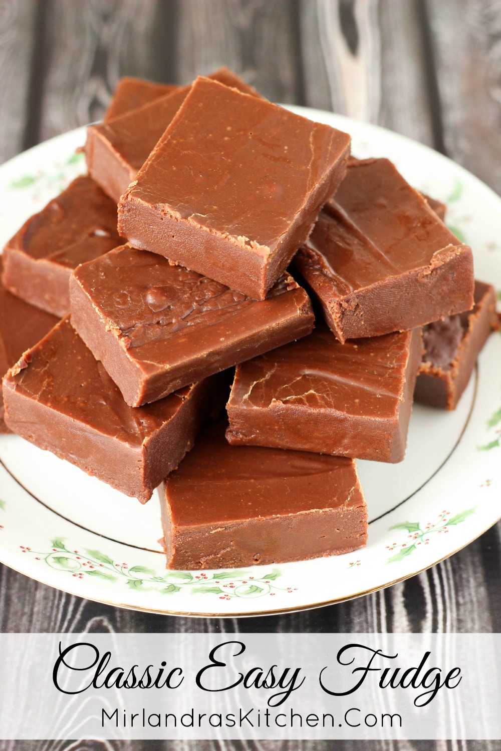 This wonderful, simple fudge is based off the original Kraft Fantasy Fudge recipe I grew up with. No candy thermometer needed. Perfect results every time.