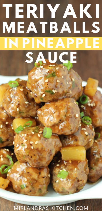 Teriyaki meatballs in pineapple sauce promo image.