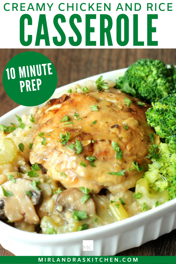 creamy chicken and rice casserole promo image