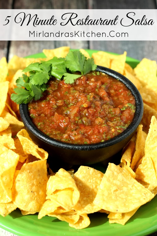 5 minutes. 5 ingredients. 1 perfect salsa! This recipe is fast and easy but makes some of the best salsa I have ever had! We eat it on everything from breakfast burritos to chips. It is a healthy way to add some veggies to our life and great flavor to our food. It is great mild or spicy.