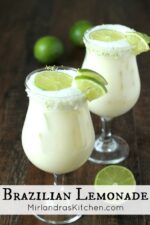 Brazilian Lemonade is a creamy, smooth refreshing lime drink native to Brazil. This version is just like the one Tucanos Brazilian Grill makes!