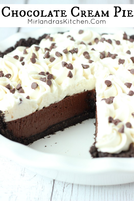 This simple Chocolate Cream Pie has a decadent chocolate filling, perfect Oreo crust and a homemade whipped cream top! The perfect anytime dessert!