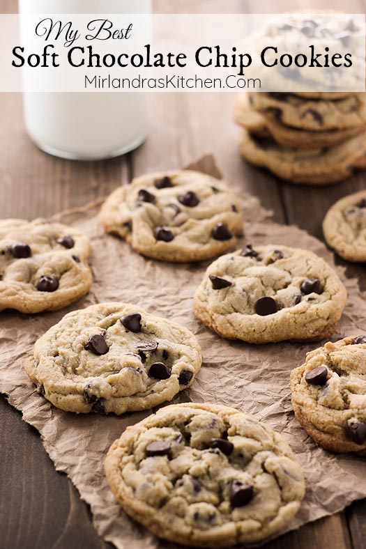 These Soft Chocolate Chip Cookies are my perfect cookie! They have just the right soft chew, tons of chocolate chips and excellent flavor! This is the recipe for all of us die hard chocolate chip cookie lovers! These are the best soft chocolate chip cookies I have ever made by far!