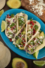 Fresh, delicious Baja style fish tacos. These are made with cod and are a quick and healthy family dinner.
