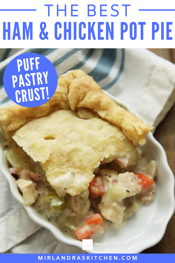 ham and chicken pot pie with puff pastry crust promo image