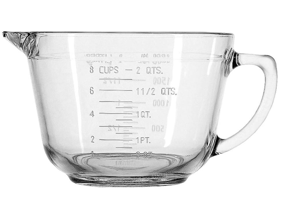 2 quart liquid measure, clear