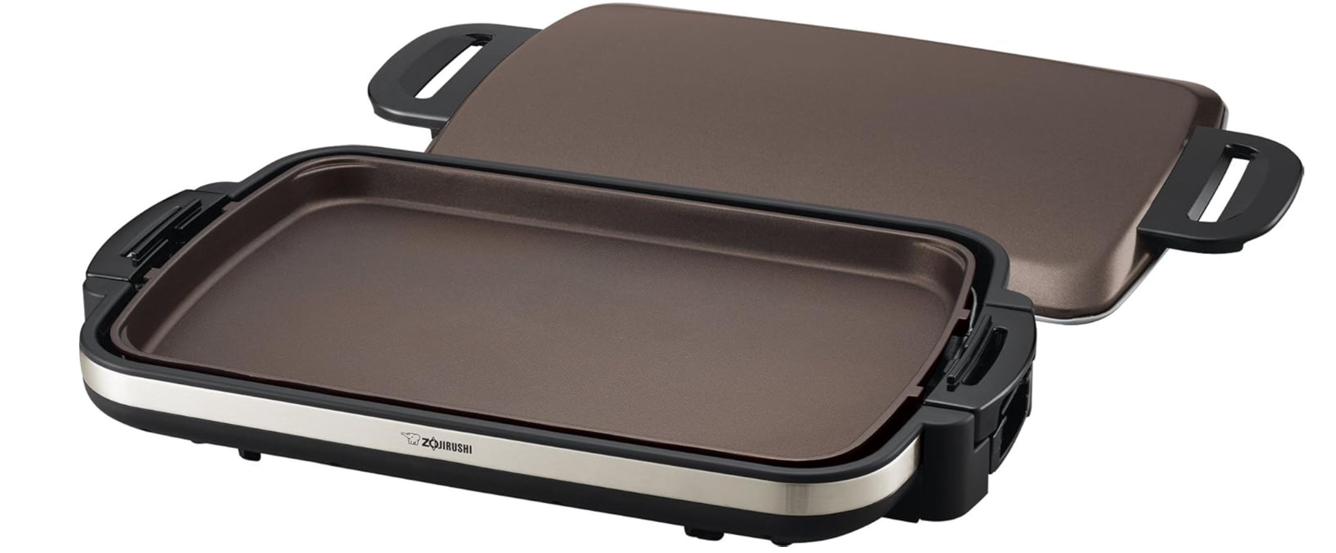the zojirushi electric griddle pictured with the lid
