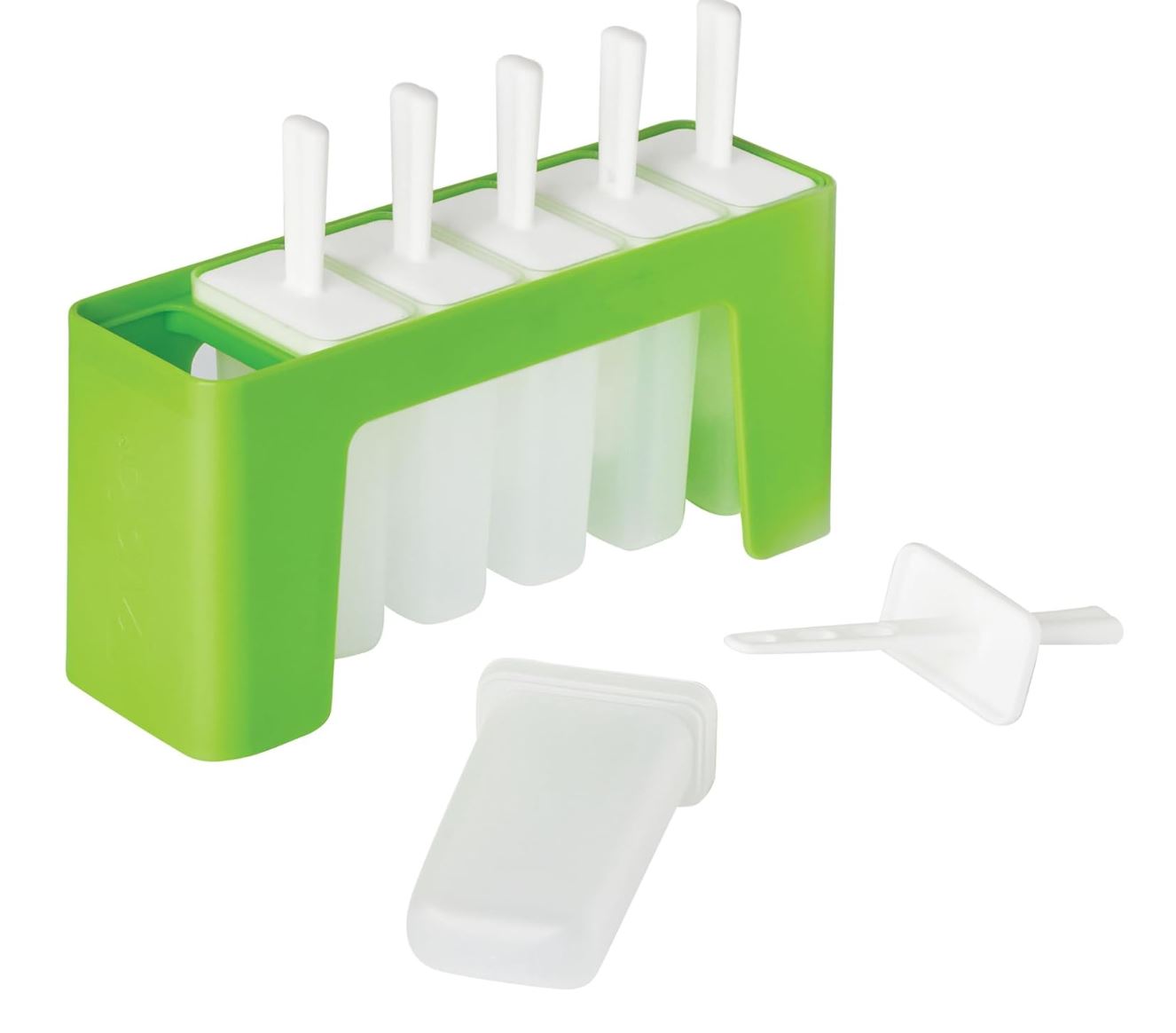 spring green popsicle mold in a slimline design with white handles