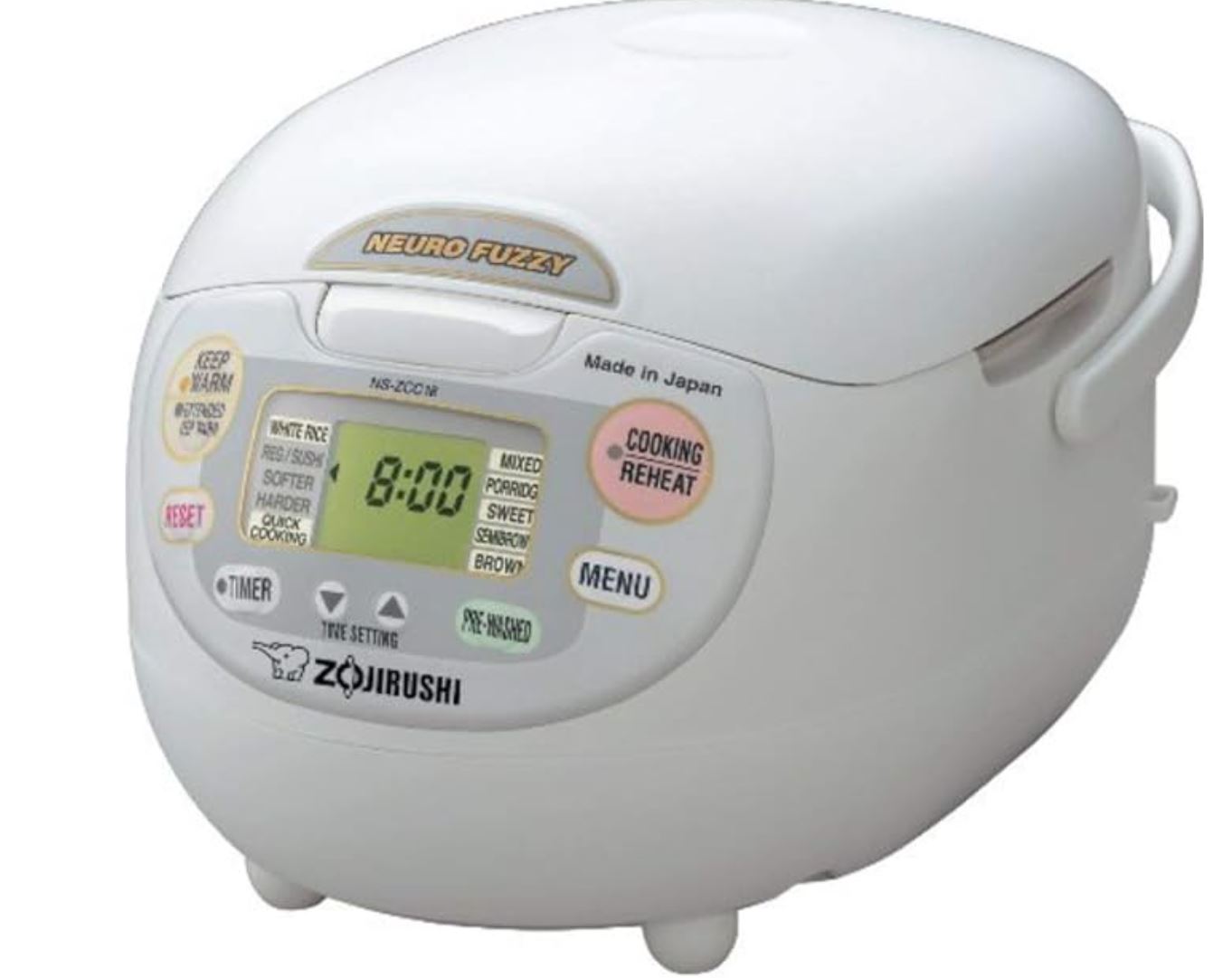 white Zojirushi Neuro Fuzzy 10 cup rice cooker and warmer